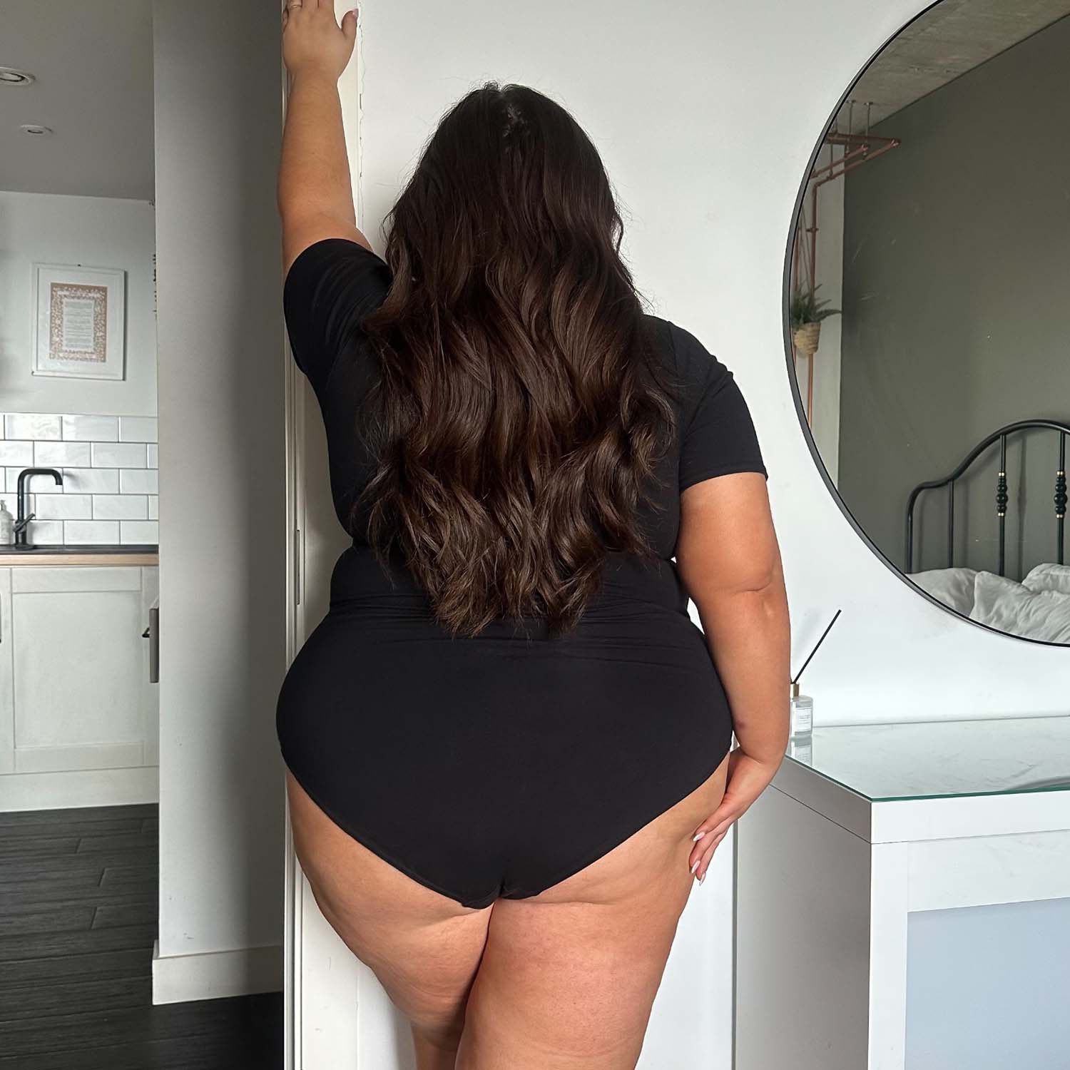 Short Sleeve Cotton Bodysuit - Black